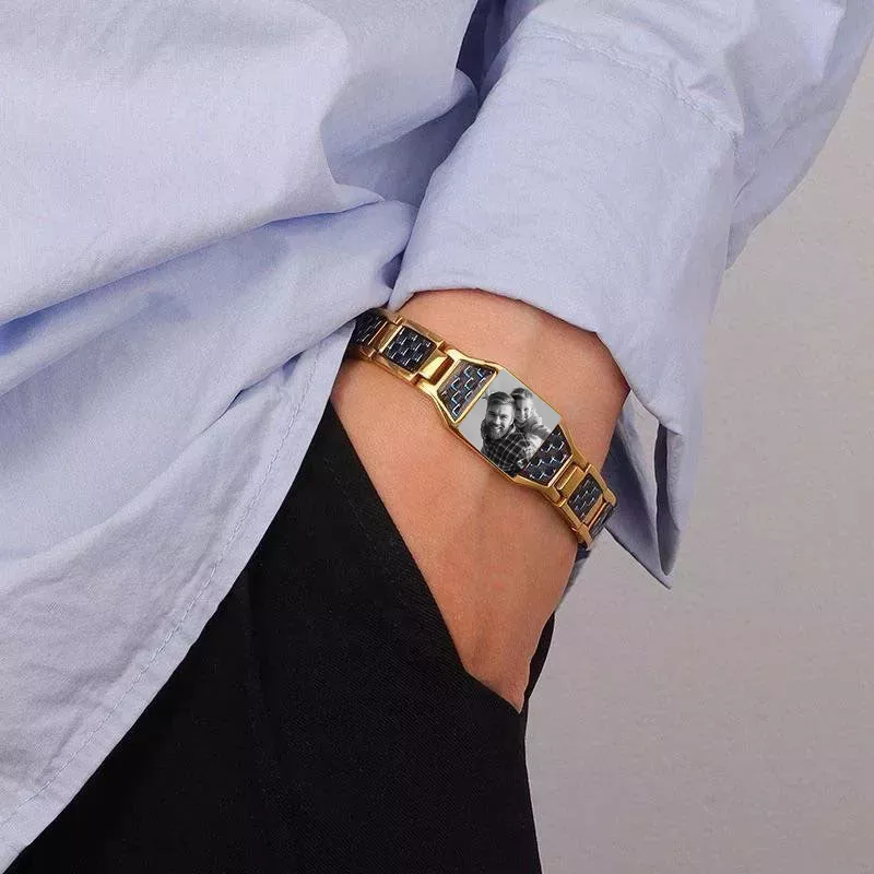 צמיד stainless steel לגבר עם תמונה בחריטה אישית