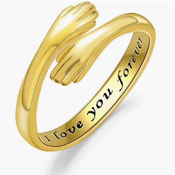 טבעת חיבוק מכסף 925/ צבע זהב עם אפשרות חריטה TALADA